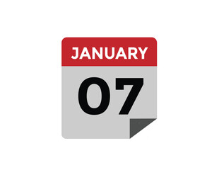 January 7 Calendar Day or Calender Date for Deadlines or Appointment. calendar date icon on white background.
