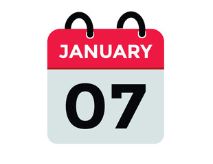 January 7 Calendar Day or Calender Date for Deadlines or Appointment. calendar date icon on white background.
