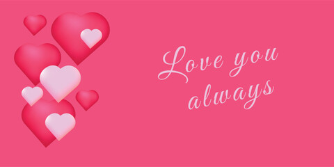 Love card color pink. Banner Valentine's Day for web design, print. Vector illustration
