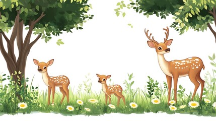 Silhouettes of Deer in the Forest