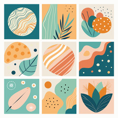  set of eight abstract backgrounds hand drawing