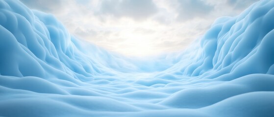 Obraz premium Serene icy landscape with frozen waves and clouds