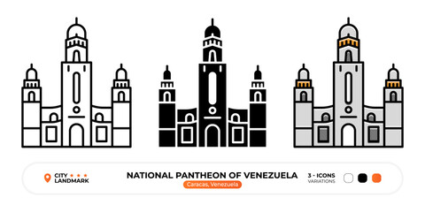 Obraz premium National Pantheon of Venezuela Line Icon. Caracas Venezuela, Us Color Symbol, Silhouette, Editable Stroke.