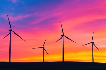 Rows of battery storage systems paired with wind turbines, representing energy stock for sustainable electricity distribution