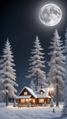 Fototapeta premium winter landscape with christmas tree