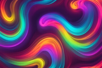Vibrant swirl of neon colors blending seamlessly with soft gradients and glowing edges, Ai Generated