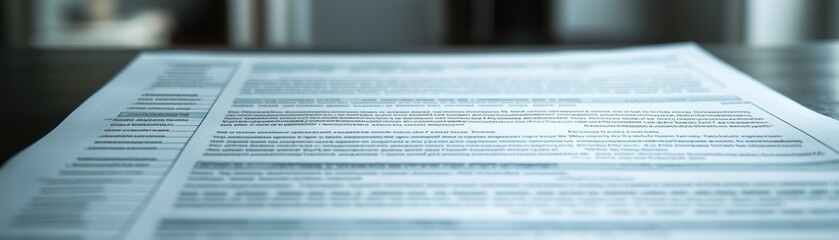 Obraz premium Close-up of a white piece of paper with black text on a table.