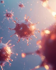 A microscopic view of a virus. AI.