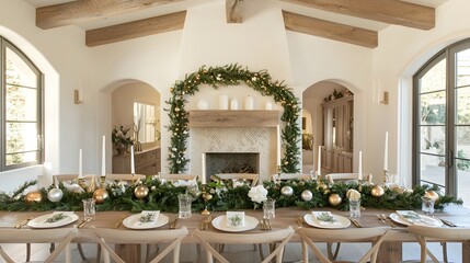 Fototapeta premium Elegant Dining Area with Green Decor