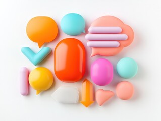 Colorful abstract shapes and speech bubbles