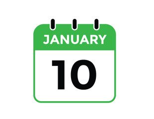 January 10 Calendar Day or Calender Date for Deadlines or Appointment. calendar date icon on white background.
