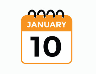 January 10 Calendar Day or Calender Date for Deadlines or Appointment. calendar date icon on white background.
