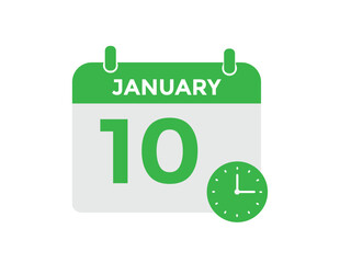 January 10 Calendar Day or Calender Date for Deadlines or Appointment. calendar date icon on white background.
