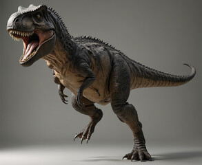 Naklejka premium A 3D rendering of a t-rex with its mouth open.