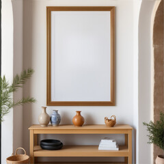 Blank picture photo frame mockup on interior wall