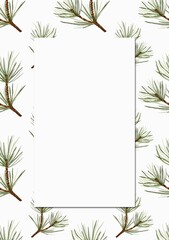 Simple white card with a festive pine needle border designed for holiday greetings and stationery