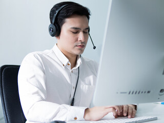 Remote work action office setting professional content modern environment focused viewpoint digital communication concept