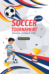Boy Soccer Tournament Poster Banner Vector Illustration