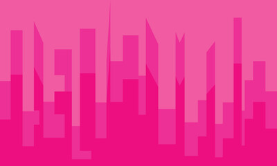 Minimalist geometric design with pink gradient rectangles. Reflecting dramatic cityscapes, ideal for urban and modern themes
