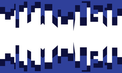 Abstract city illustration with symmetrical square shapes. Blue and white create a sharp contrast, resulting in an industrial and bold look