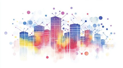 illustration of a database network on white background