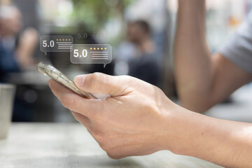 rating to service experience on online application for Customer review satisfaction feedback survey concept.