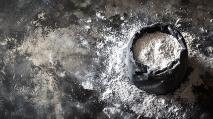 A gymnast's chalk bag with focus on the chalk dust, indoor setting with focused spotlight, Artistic style