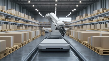 Industrial warehouse with advanced robotic machinery