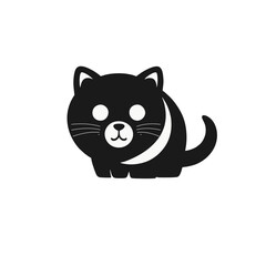 vector black cat on white background