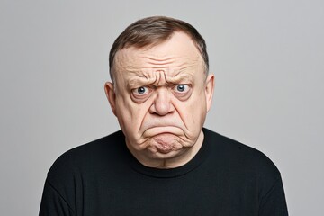 Obraz premium A man with a serious expression, conveying frustration or discontent.