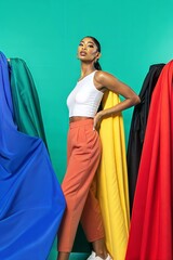 Colorful Draped Fabrics with Strong Stance