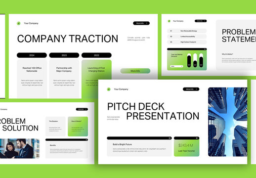 White Green Black Gradient Modern Company Pitch Deck Presentation