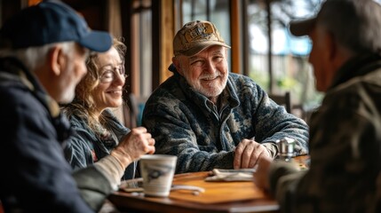 Obraz premium Community meeting for veterans and families, offering shared stories and support