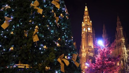 Discover the magical and enchanting atmosphere of Vienna during the Christmas season, featuring stunning decorations and a delightfully illuminated tree that spreads joy and happiness to all visitors