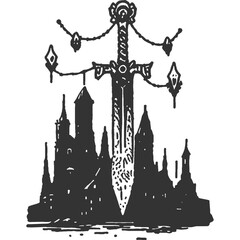 Ruined by Progress Vintage Illustration Vector