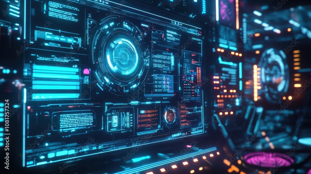 Poster floating holographic interfaces in a dark room