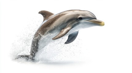 Obraz premium Dolphin Leaping Gracefully Against a White Background
