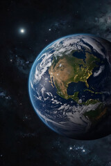 Naklejka premium earth in the background Earth Under Surveillance Glimpse of Distant Alien Craft Observing Our Planet