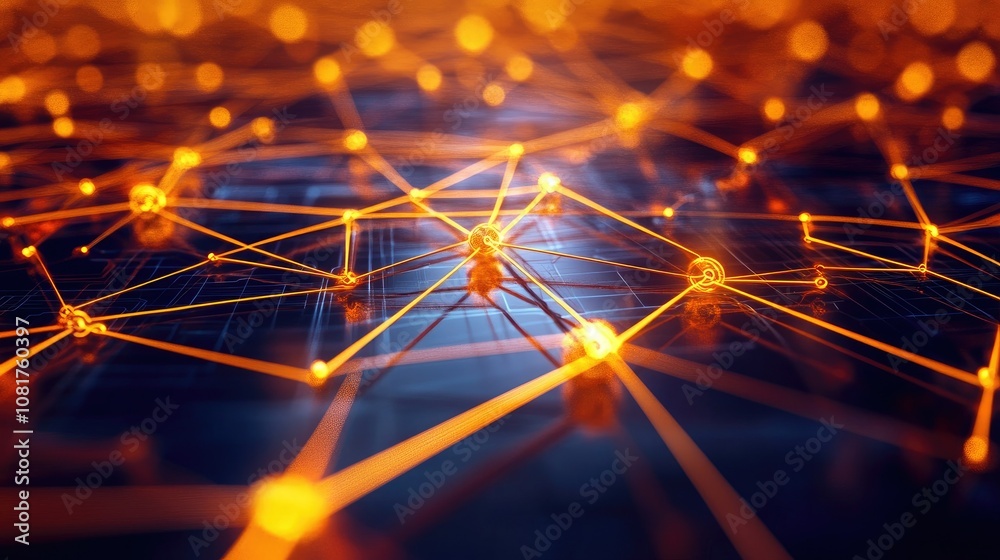 Poster digital network connections glowing in a geometric pattern