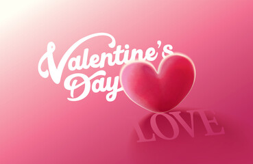 Happy Valentines Day typography with handwritten calligraphy text, isolated on pink background. Romantic Template design for celebrating valentine's Day on 14 February. Vector Illustration