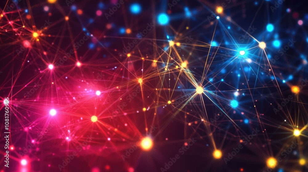 Poster digital network connections glowing in a geometric pattern