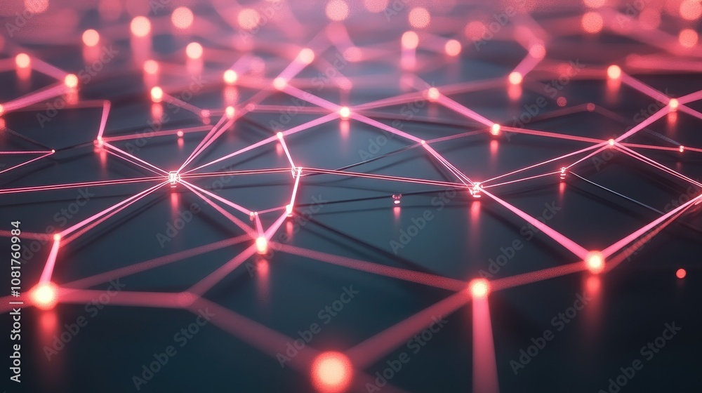 Poster digital network connections glowing in a geometric pattern