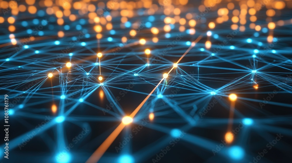 Poster digital network connections glowing in a geometric pattern