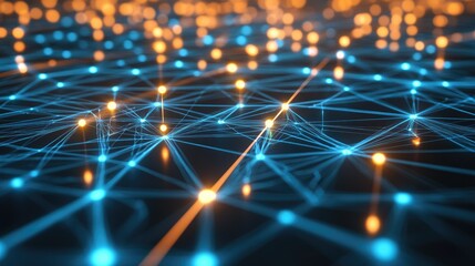 Fototapeta premium Digital network connections glowing in a geometric pattern