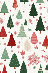 Obraz premium eye-catching Christmas pattern wiyh variety of traditional Christmas tree colors,