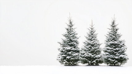 Fototapeta premium elegant illustration of three Christmas trees, adorned with ornaments and snowflakes.