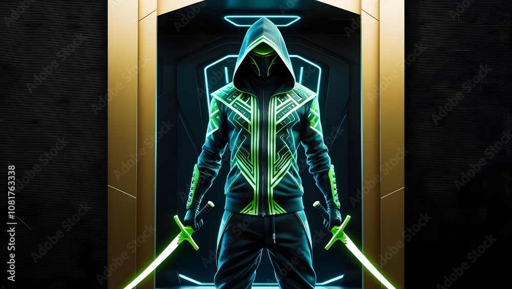 Poster futuristic warrior showdown virtual arena digital art sci-fi environment dynamic viewpoint cyberpunk