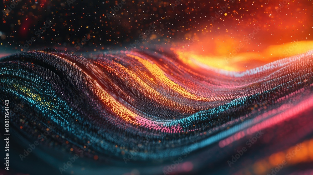 Aufkleber Abstract wave of binary code flowing through space
