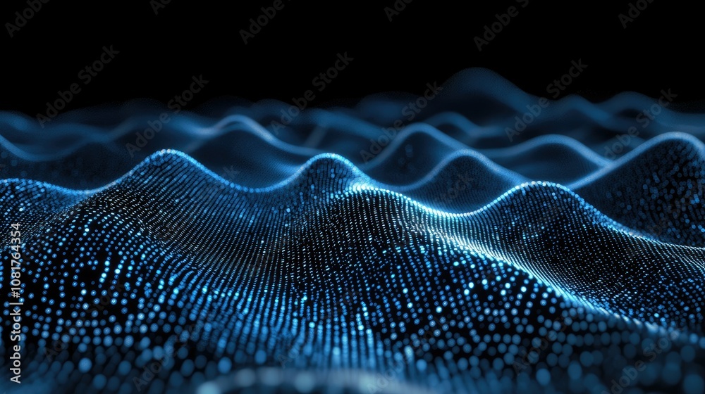 Poster Abstract wave of binary code flowing through space