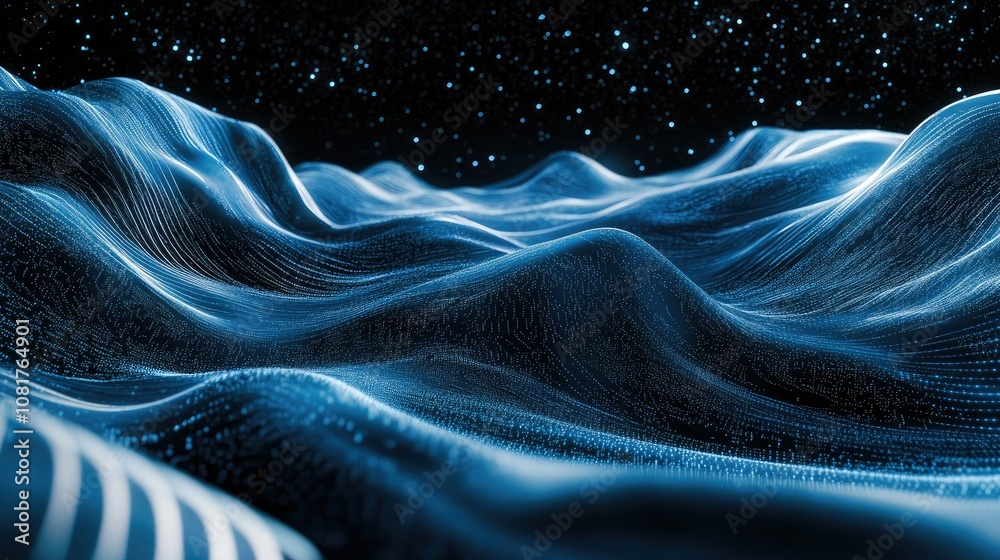 Poster Abstract wave of binary code flowing through space